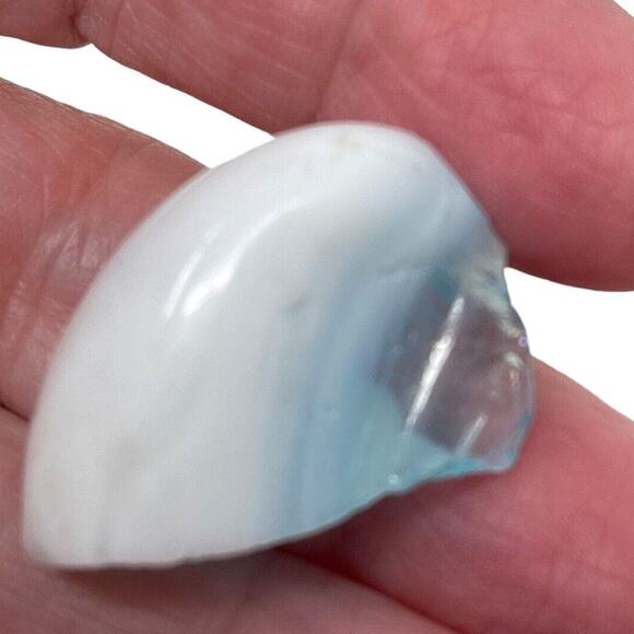 Satin Blue and Milk Glass Art Glass Cullet Glowing Slag Uranium #GLSM23206 - Picture 5 of 6